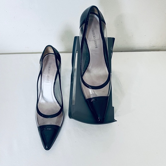 Giorgio Armani Black Patent Leather and PVC Stiletto Heel Size 38 (8)) - Picture 8 of 13